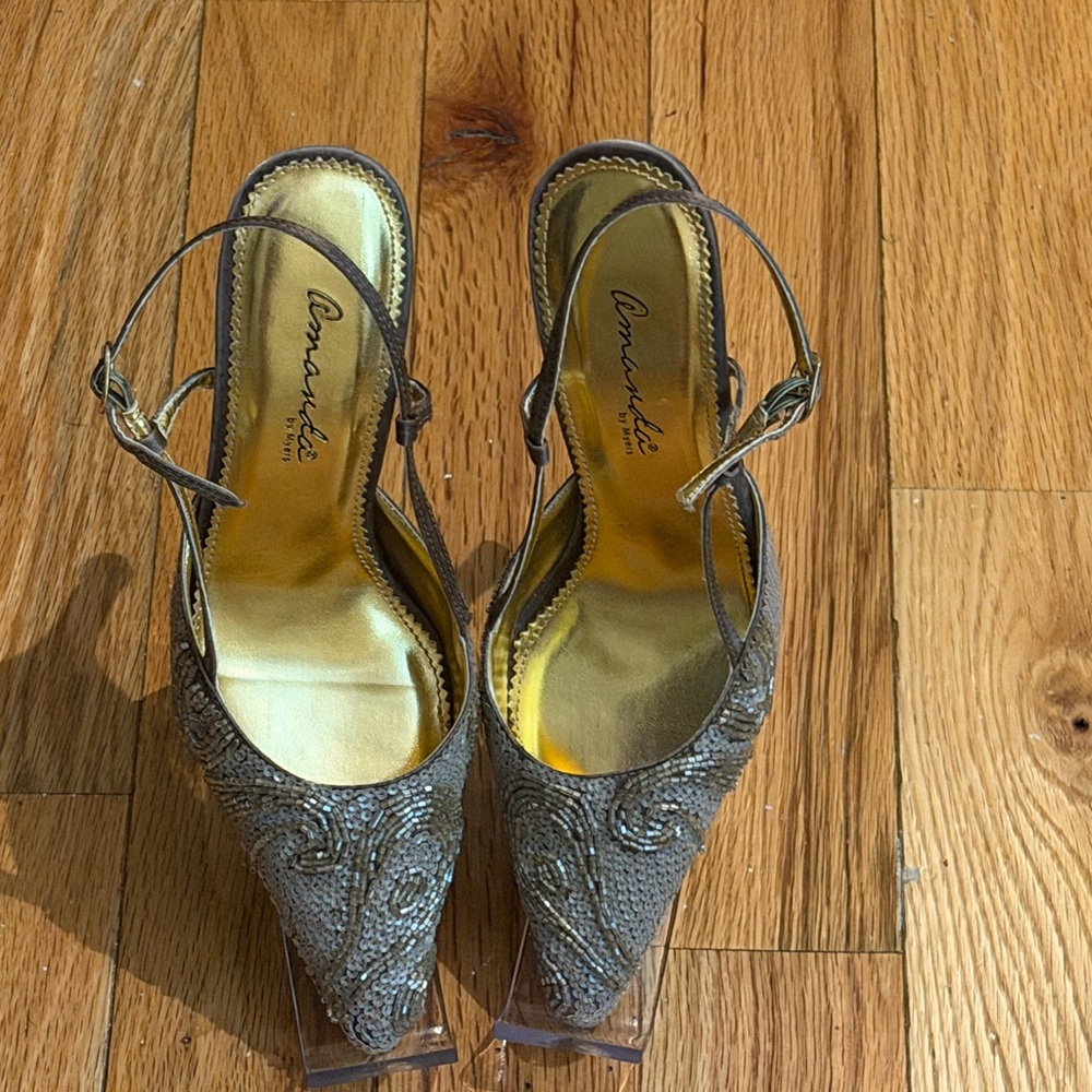Camilla Gray Embellished Heels